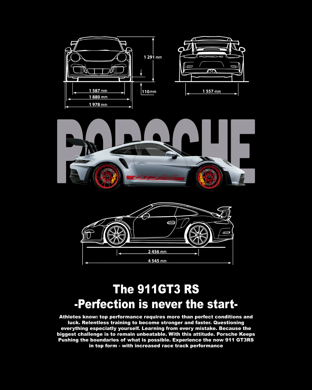 Porsche 911 Graphic T shirt(black)