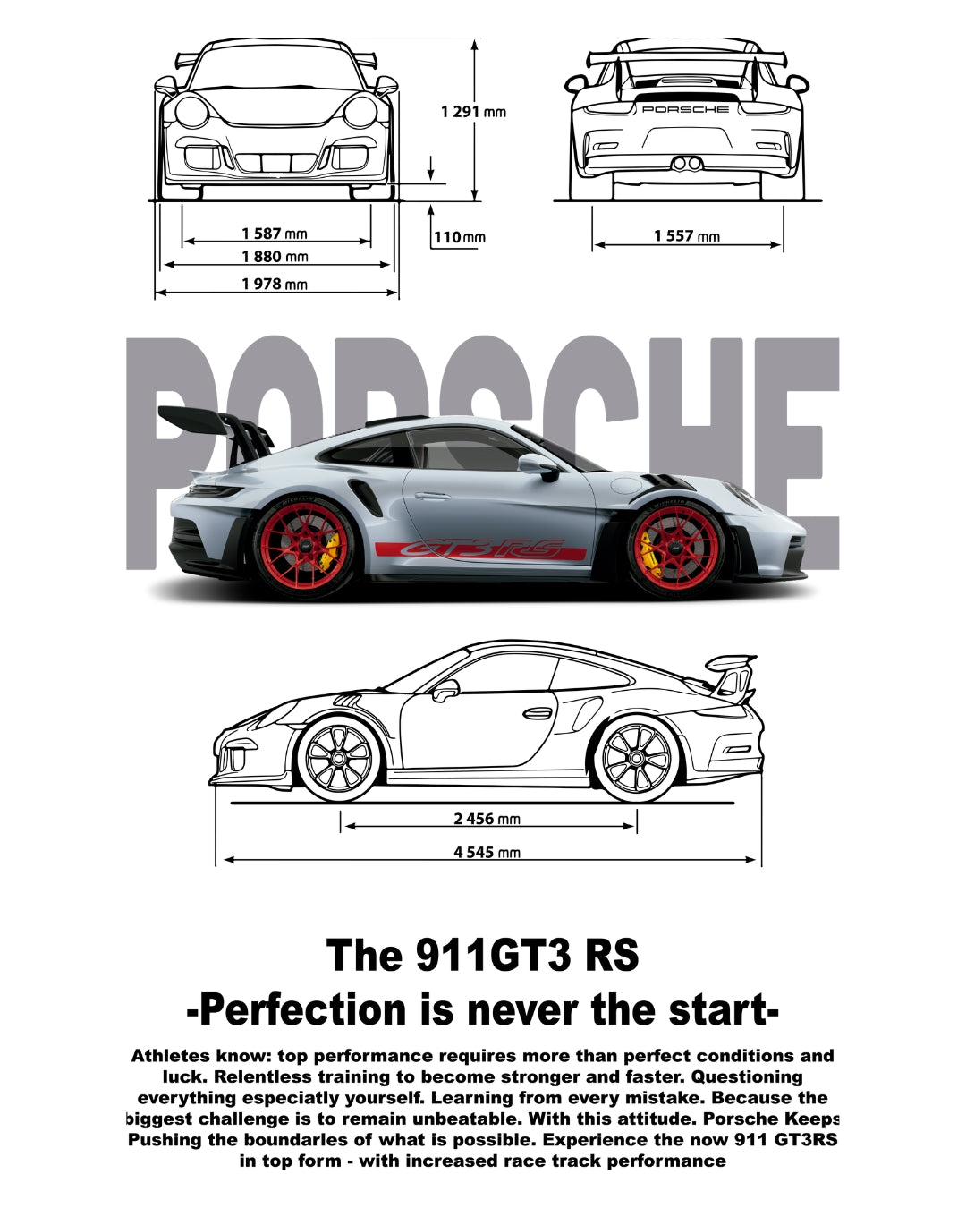 Porche 911 Graphic T shirt(white)